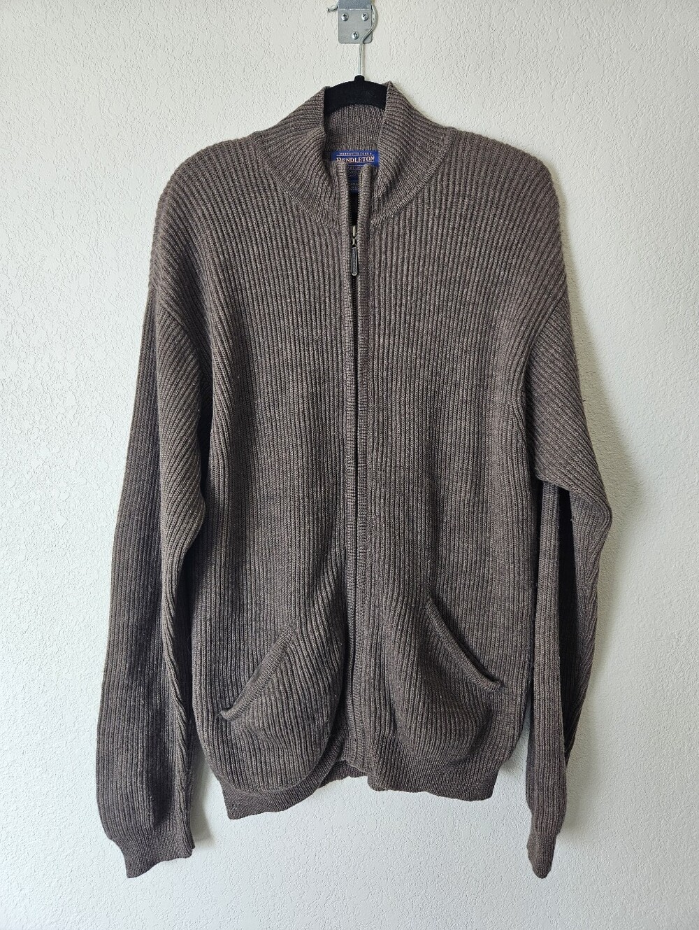 Pendleton Men's Brown Ribbed Full-Zip Sweater Jacket